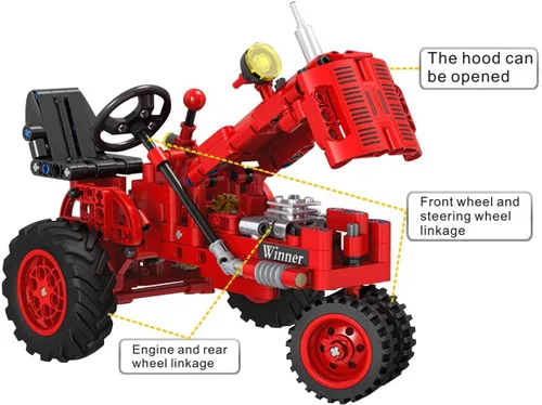 Vista 6 de Juego de bloques de construcción clásicos de tractor de granja 1/12, diversión sin fin para niños con una colección de juguetes de tractor
