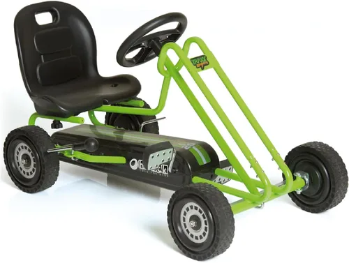 Vista 11 de Hauck Lightning Go Kart con pedal para niños de 4 a 8 años, asiento de cubo ajustable, ruedas de plástico con perfil de goma, freno de mano para Rosa
