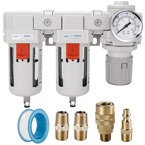 Vista 15 de Sistema de secado de aire NANPU NPT de 1", filtros de aire dobles y regulador de presión