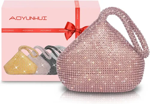 Vista 8 de AOYUNHUI Hand Bags Purses for Women Rhinestone Hobo Bag for Women Clutch Purses for Women for Wedding Reception Prom Reunion