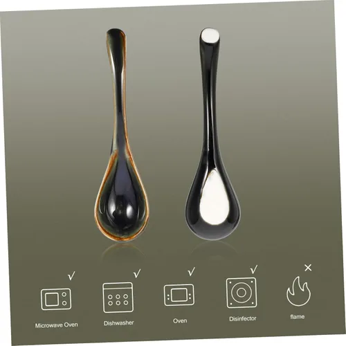 Vista 7 de ABOOFAN 2 cucharas de sopa de cerámica para sopa de postres de avena, diseño de estilo japonés, mango seguro y cómodo