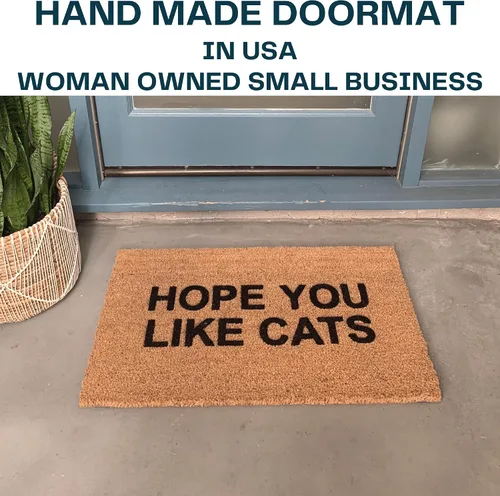 Vista 5 de NICKEL DESIGNS Hope You Like Cats Doormat, 18 x 30 Inch, Heavy Duty Natural Coir Fibers, UV and Weather Resistant, Modern Porch Decor, Funny