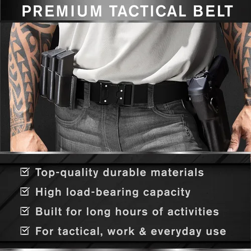 Vista 2 de TECEUM Tactical Belt – Heavy-Duty & Quick Release – Military, Work, Rigger, Duty & Utility Belt for Men