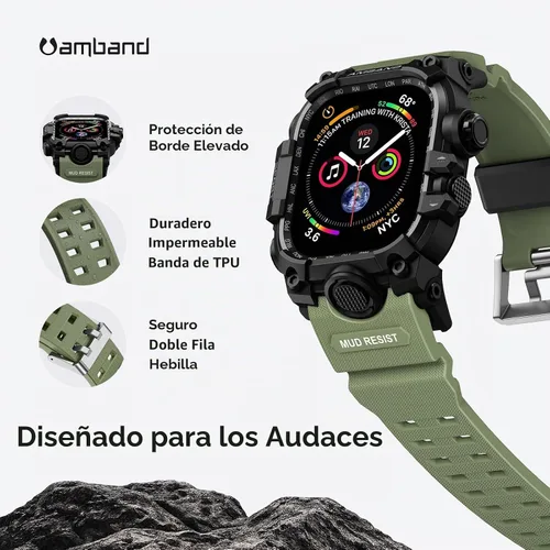 Vista 5 de amBand - Carcasa compatible con Apple Watch SE 3/SE 2/SE/6/5/4 de 1.732 pulgadas, M3 de 1.732 pulgadas, resistente correa táctica, protector