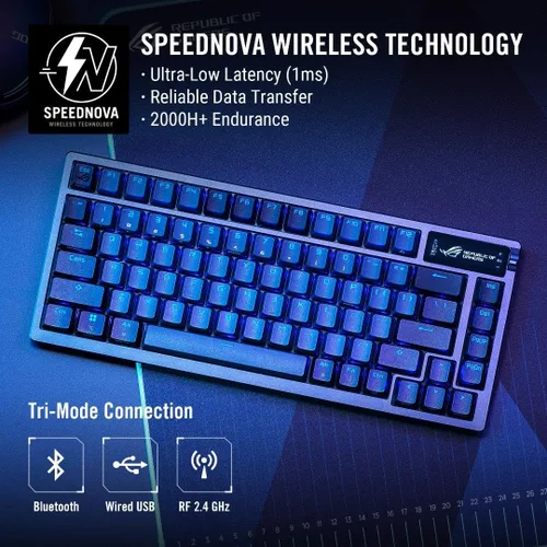 Vista 3 de ASUS ROG Azoth 75 Teclado inalámbrico para juegos personalizado DIY y paquete de mouse para juegos ROG Chakram X Origin