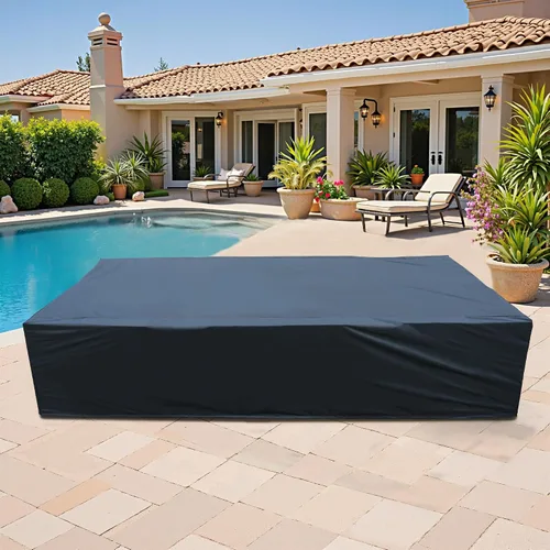 Vista 12 de OVIOS Juego de fundas para muebles de patio Funda seccional para sofá al aire libre Funda para silla otomana impermeable de uso general, 110 x 84 x