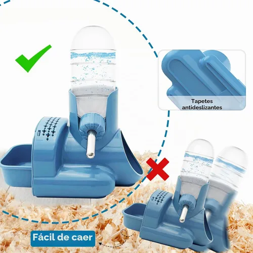Vista 5 de VANNON Botella de agua para hámster 3 en 1 sin goteo, botella de agua para animales pequeños, dispensador automático de botellas con base