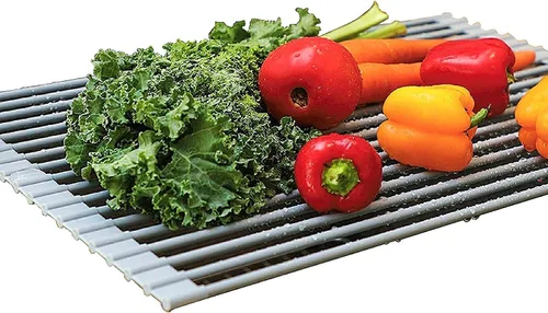 Vista 4 de iPEGTOP Escurreplatos de cocina en fregadero, inoxidable, en encimera o extensibles sobre el fregadero con soporte para utensilios negro, acero