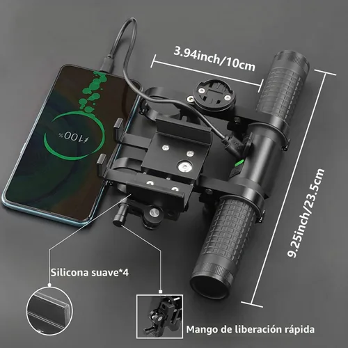 Vista 5 de Redcomets Luz de bicicleta de 10000 mAh, extensor de manillar de bicicleta, accesorios de scooter eléctrico, faros de bicicleta de aleación