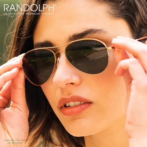 Vista 3 de Randolph USA Amelia Aviator Gafas de sol auténticas para mujer no polarizadas 100% UV