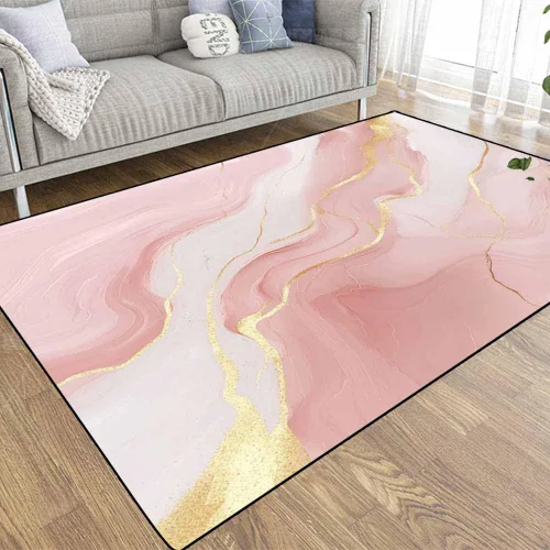 Vista 42 de TOMWISH - Alfombra abstracta pintada a mano en blanco y negro con pintura dorada, sala de estar, dormitorio, decoración de suelo, alfombra