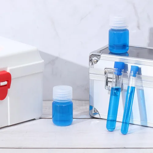 Vista 5 de Tatuo 6 piezas 30 ml 1 oz botellas de reactivo de polipropileno de plástico con tapas de rosca, envases de muestra transparentes de PP con tapa