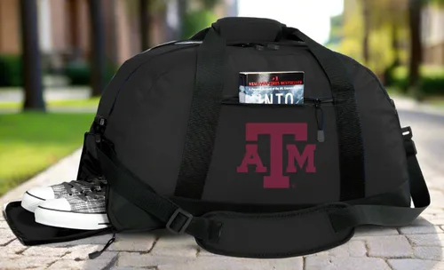Vista 3 de Texas A&M Bolsa de lona - Texas A&M Aggies - Bolsas de gimnasio con bolsillo para zapatos, Negro
