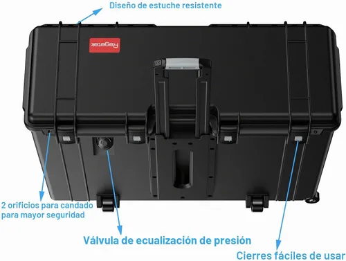 Vista 6 de Regetek Estuche rígido con ruedas y mango de rueda, 37 x 15 x 26.5 pulgadas, maletero de almacenamiento extra profundo y resistente, caja