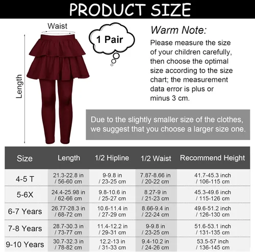 Vista 2 de Resinta Leggings para niñas con falda con volantes, pantalones de tutú cálidos, mallas sin pies, falda preciosa para niñas