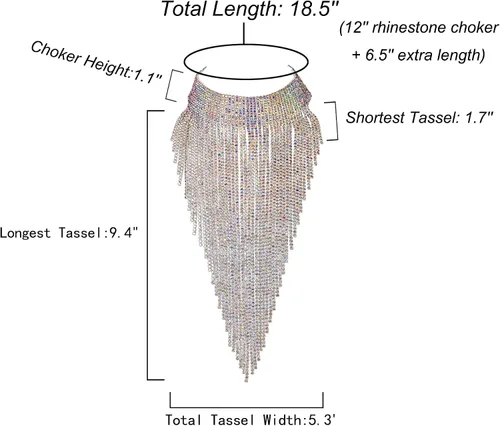 Vista 5 de Flyonce - Collar con diamantes de imitación para mujer, gargantilla con borla estilo pechera, joyería para fiesta formal