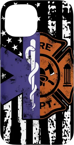 Vista 6 de EMT Firefighter Fire Rescue EMT - Funda de regalo con bandera americana para iPhone 17