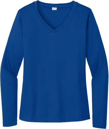 Vista 12 de Sport-Tek señoras cuello en V playera > orquídea rosa Azul atómico