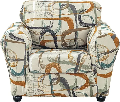 Vista 13 de KRFOONN Funda de sofá de 4 piezas con estampado para sofás de 3 cojines, funda elástica con 3 fundas de cojín separadas, protector de muebles