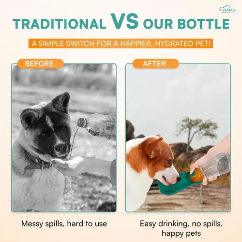 Vista 5 de Dispensador de botellas de agua plegable para perros con cuenco portátil