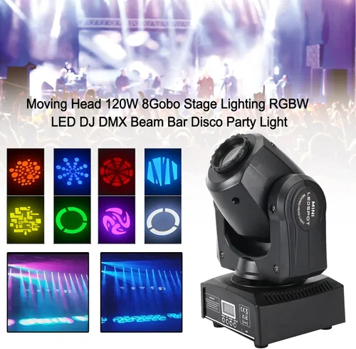 Vista 3 de Cabeza móvil 120 W 8 Gobo Iluminación de escenario RGBW LED DJ DMX Beam Bar Disco Party Light para Fiesta Boda Cumpleaños Navidad Vacaciones