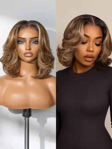 Vista 40 de LUVME HAIR Pelucas de cabello humano rizado sin pegamento de 6 pulgadas, precortadas, indetectable, HD, encaje Bob, peluca corta y rizada con ondas