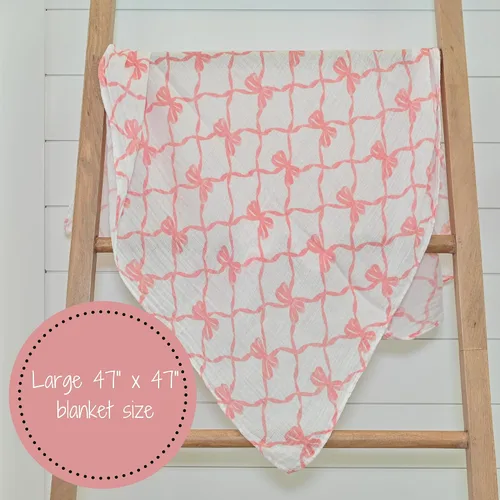 Vista 7 de LollyBanks Mantas para Bebé, Manta de Arrullo de Muselina de Algodón 100% para Niñas, Suave y Grande de 47 x 47 Pulgadas, Arrullo para Recién
