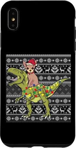 Vista 7 de iPhone 12 mini Chihuahua on Trex dinosaurio feo suéter navideño fresco divertido caso
