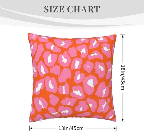 Vista 2 de Almohada de terciopelo con estampado de puntos de leopardo rosa y naranja, juego para el hogar, cómoda decoración de cama cuadrada, sofá al aire