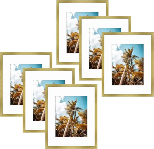 Vista 128 de Frametory, Marco de fotos de 11 x 14 pulgadas con paspartú para fotos de 8 x 10 pulgadas, moldeado ancho de vidrio de alta definición, accesorios