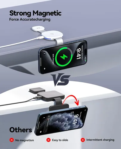 Vista 5 de Cargador inalámbrico MagSafe 3 en 1 para dispositivos Apple, estación de carga rápida de 15 W Estación de carga de viaje plegable compatible