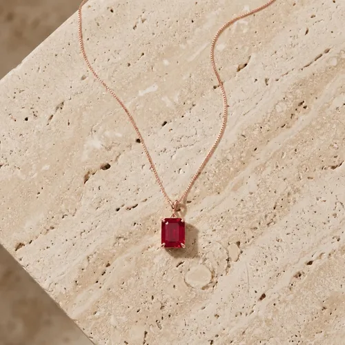 Vista 3 de Galaxy Gold GG 14K Solid Gold Pendant Necklace with Genuine Natural Ruby - July Birthstone, Stone of Passion & Protection, 14-24 Inch, Fine Jewelry