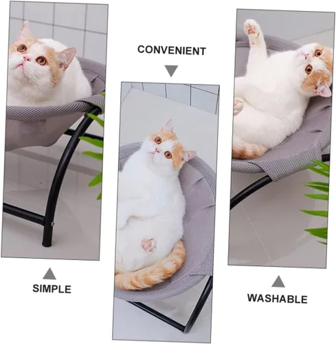 Vista 9 de Happyyami Hamaca elevada para gatos, marco resistente, transpirable para dormir cómodamente, tumbona interior para gatos y perros, muebles elegantes