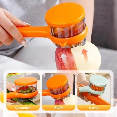 Vista 6 de Cuchillo pelador con caja de almacenamiento, pelador de verduras con contenedor, pelador de verduras multifunción de cocina para niños y adultos