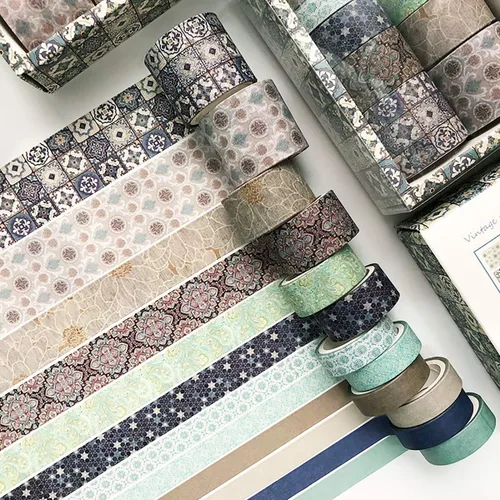 Vista 5 de Vilihkc Washi Tape - Juego de 12 rollos de cinta adhesiva decorativa Washi para manualidades, niños, álbumes de recortes, diario de viñas, envoltura