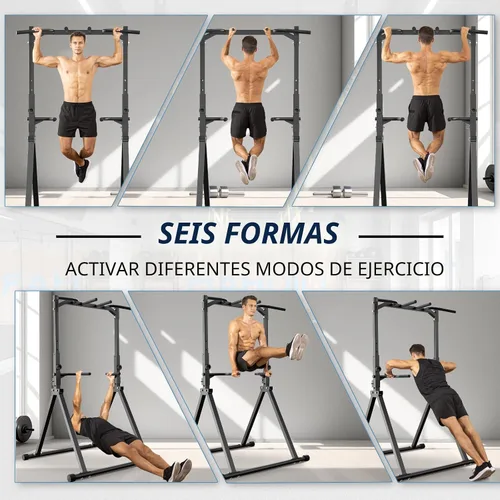 Vista 4 de Estación de dominadas Barra de dominadas para equipo de gimnasio en casa Estación de fondos Torre de potencia Entrenamiento de fuerza Equipo