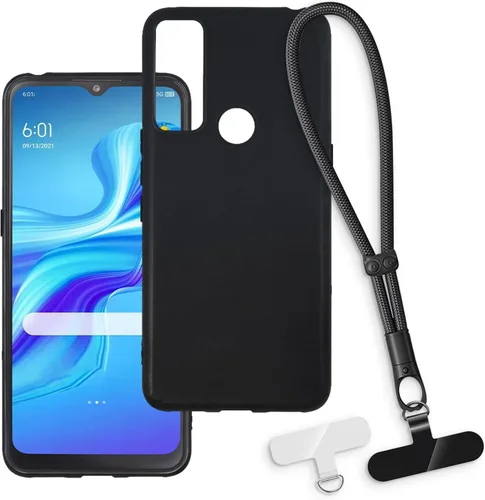 Vista 7 de Estuche y correa de muñeca para TCL 20 A 5G - transparente+negro Funda transparente + correa negra