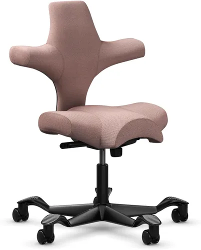 Vista 77 de HAG Capisco Sit to Stand - Silla de pie con marco blanco, tapizado, color rosa rubor Pink Blush