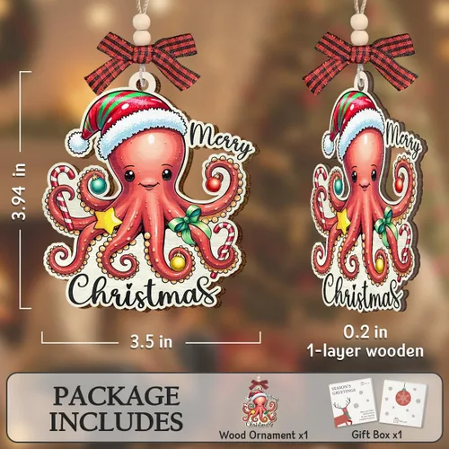 Vista 3 de Adorno de pulpo 2025, regalos de pulpo para amigos, mujeres, compañeros de trabajo, regalos para amantes de los animales con temática oceánica