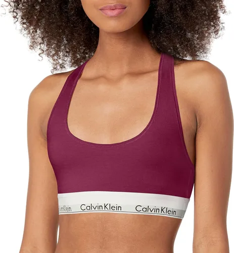 Vista 30 de Calvin Klein Bralette moderno de algodón elástico V-Day sin forro Gris Caliente