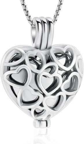 Vista 8 de Collar con medallón de cremación conmemorativa con corazón eterno con mini urna para cenizas de seres queridos