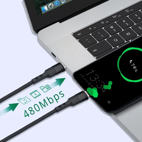 Vista 4 de Cable USB C de 12 pulgadas, cable C corto