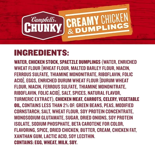 Vista 3 de Campbell's Chunky Sopa, cremosa de pollo y dumplings, lata de 18.8 onzas (caja de 12)