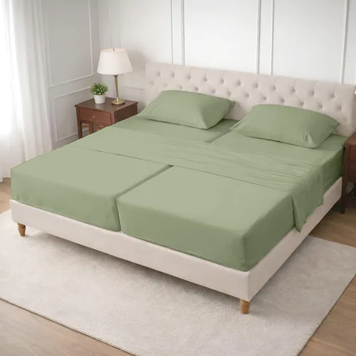 Vista 52 de SGI bedding Sábana Queen de 28 pulgadas con cabecera flexible y parte superior dividida, 100% algodón egipcio - 600 número de hilos, sábanas