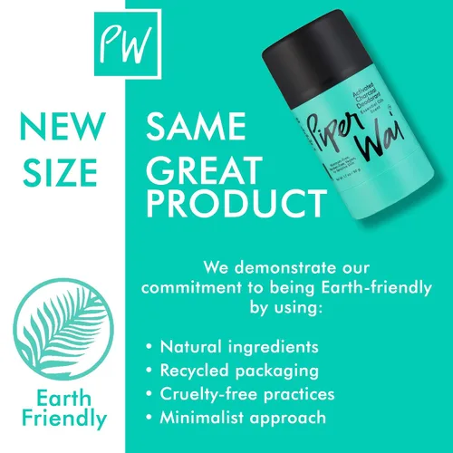 Vista 5 de PiperWai Desodorante natural con carbón activado Protección contra olores, vegano, sin aluminio, producto Shark Tank para mujeres y hombres