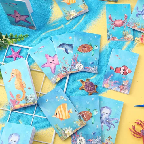 Vista 4 de Ferraycle Juego de 24 cuadernos de animales del océano, cuadernos bajo el mar, juego de recuerdos de fiesta de animales para niños, recompensas