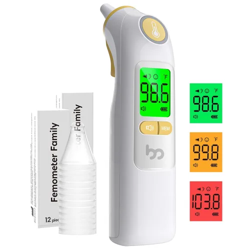 Vista 9 de Termómetro de oído de la familia femometer, termómetro de oído altamente preciso para niños, adultos y bebés, 30 recordatorios de memoria, resultado
