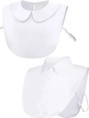 Vista 8 de Tatuo 2 piezas de cuello falso desmontable para mujer, camisas Dickey mitad falsa blusa Dickey
