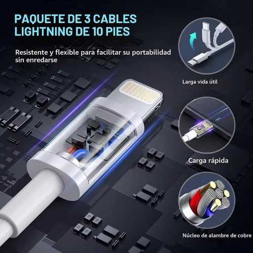 Vista 5 de Cargador rápido para iPhone, cargador de iPhone de carga rápida [certificado Apple MFi], paquete de 3 cargadores de Apple, USB C, bloque de carga