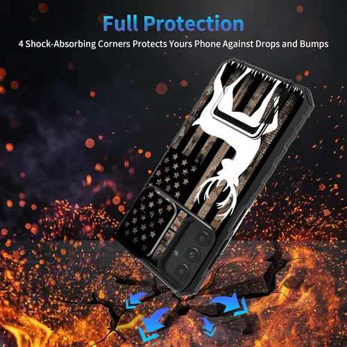 Vista 4 de Funda para Samsung Galaxy A13 5G/4G/A04S, Galaxy A13 5G con cubierta de cámara deslizante, funda de doble capa integrada con función atril